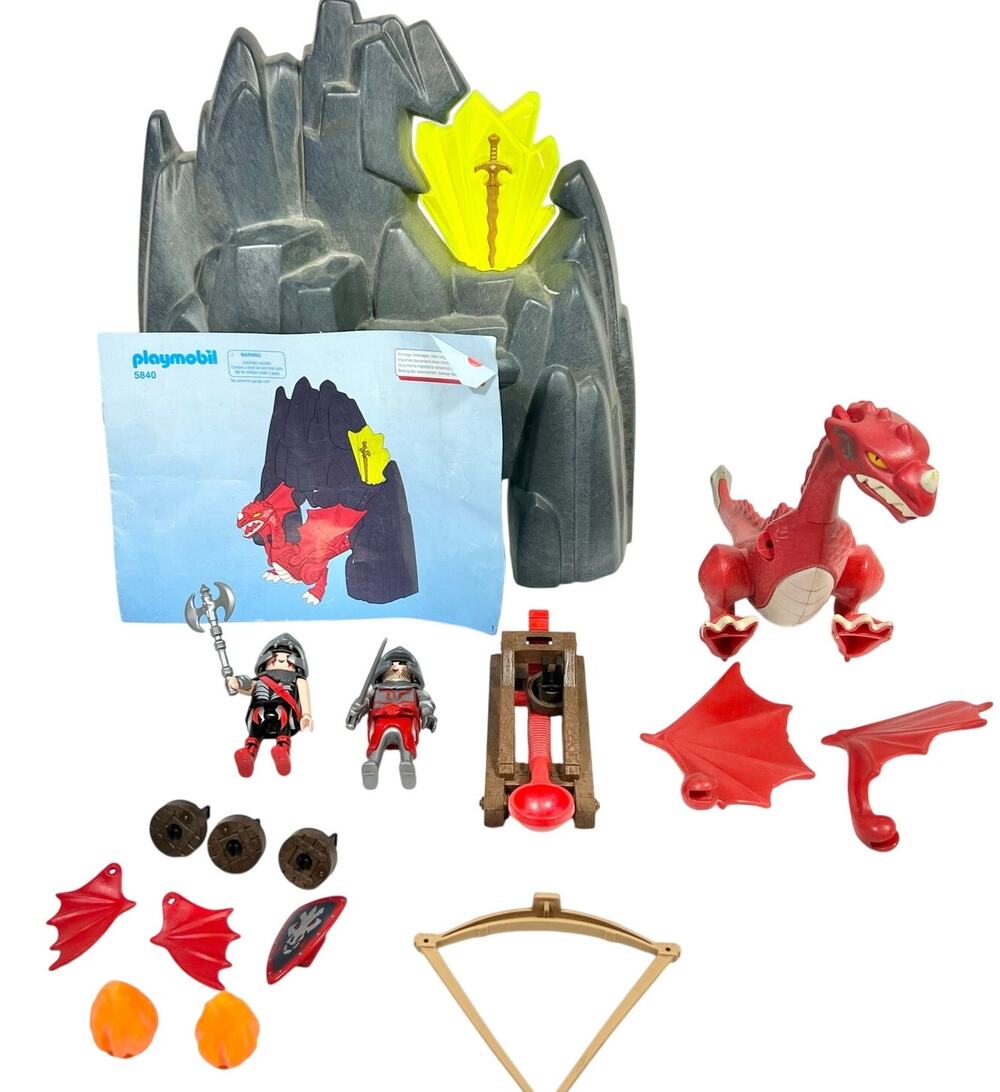 Playmobil 5840 Dragon Rock Playset Knights Red Dragon Cave Manual Complete